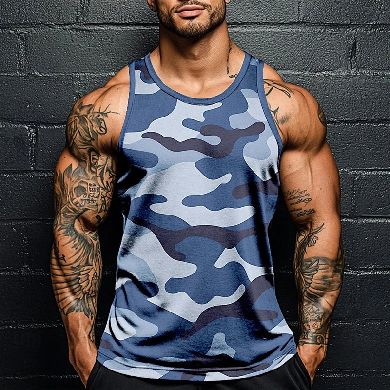 Summer Daily Exercise Men's Tank Top Camouflage Outdoor Sports Running Fitness Men's Sleeveless Tshirt Street Men's Tank Top 6xl