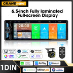 6.5 Inch 1Din IPS Screen Wireless Carplay Android Auto Airplay Car Radio MP5 Player Stereo Bluetooth FM Type-C PD3.0 Fast Charge