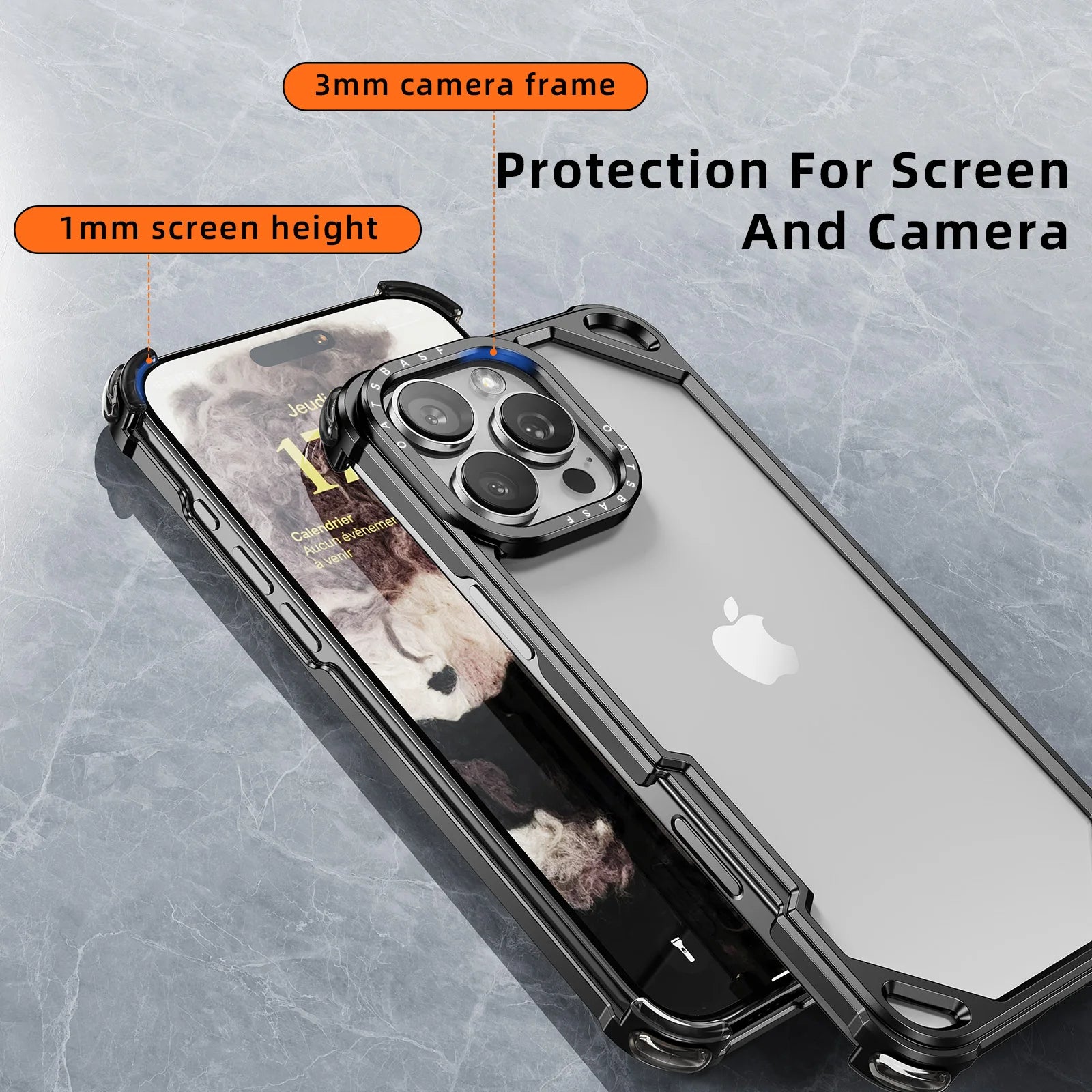 Eary Minimalist Metal Frameless Phone Case for iPhone 16 Pro Max 15 Ultra-thin Bumper Aluminum Alloy Shockproof Protective Cover