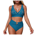 Women High Waisted Bikini Sexy Push Up Two Piece Swimsuits Vintage Swimsuit Two Piece Retro Ruched High Swimwear Woman 2025