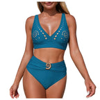 Women High Waisted Bikini Sexy Push Up Two Piece Swimsuits Vintage Swimsuit Two Piece Retro Ruched High Swimwear Woman 2025