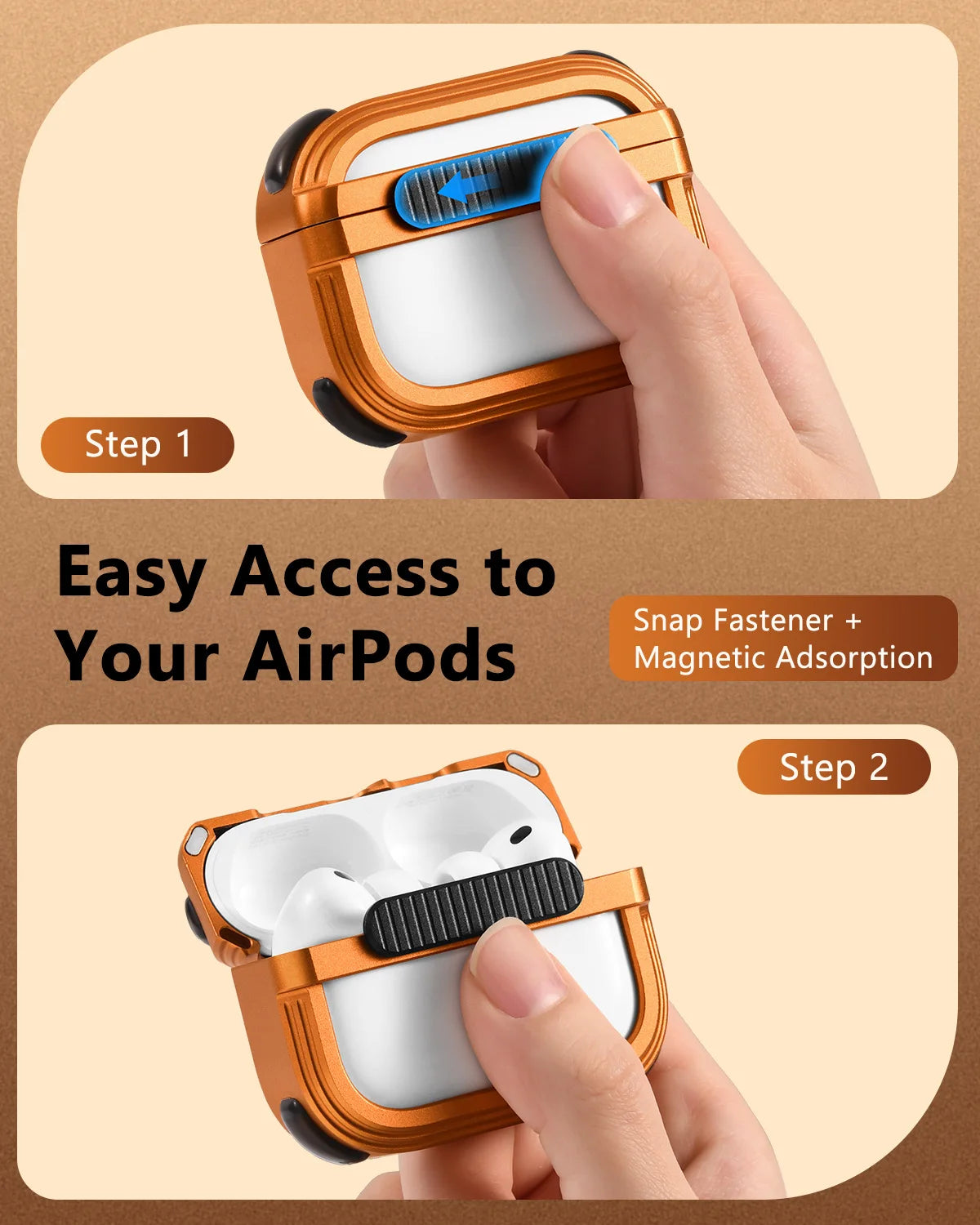 Eary for AirPods Pro 3 Metal Case for AirPods Pro 3rd Generation Magnetic Lid Case(2025) for MagSafe Shockproof Protective Cover