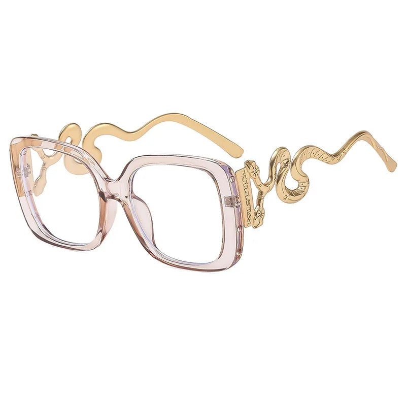 Oversize Snake Designer Frame Anti Blue-Ray Glasses For Women Classic Luxury Brand Ladies Casual Glasses UV400