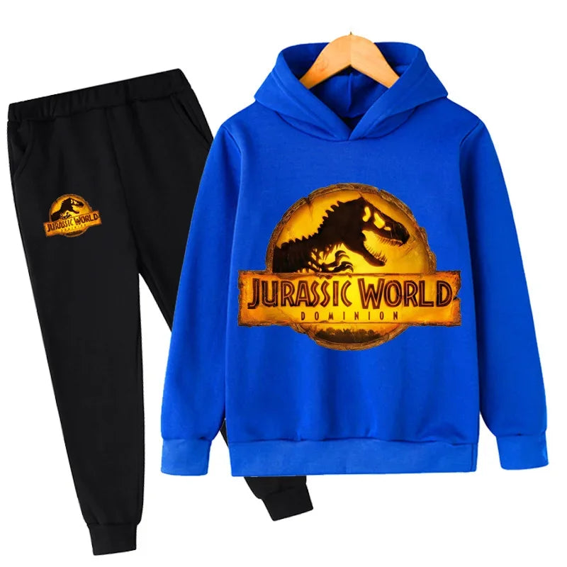 Kids Jurassic World  Children Dinosaur Hoodies Pants Set  Fashion Pullovers Clothes Boys Girls Dominion Sweatshirts Hooded Suit