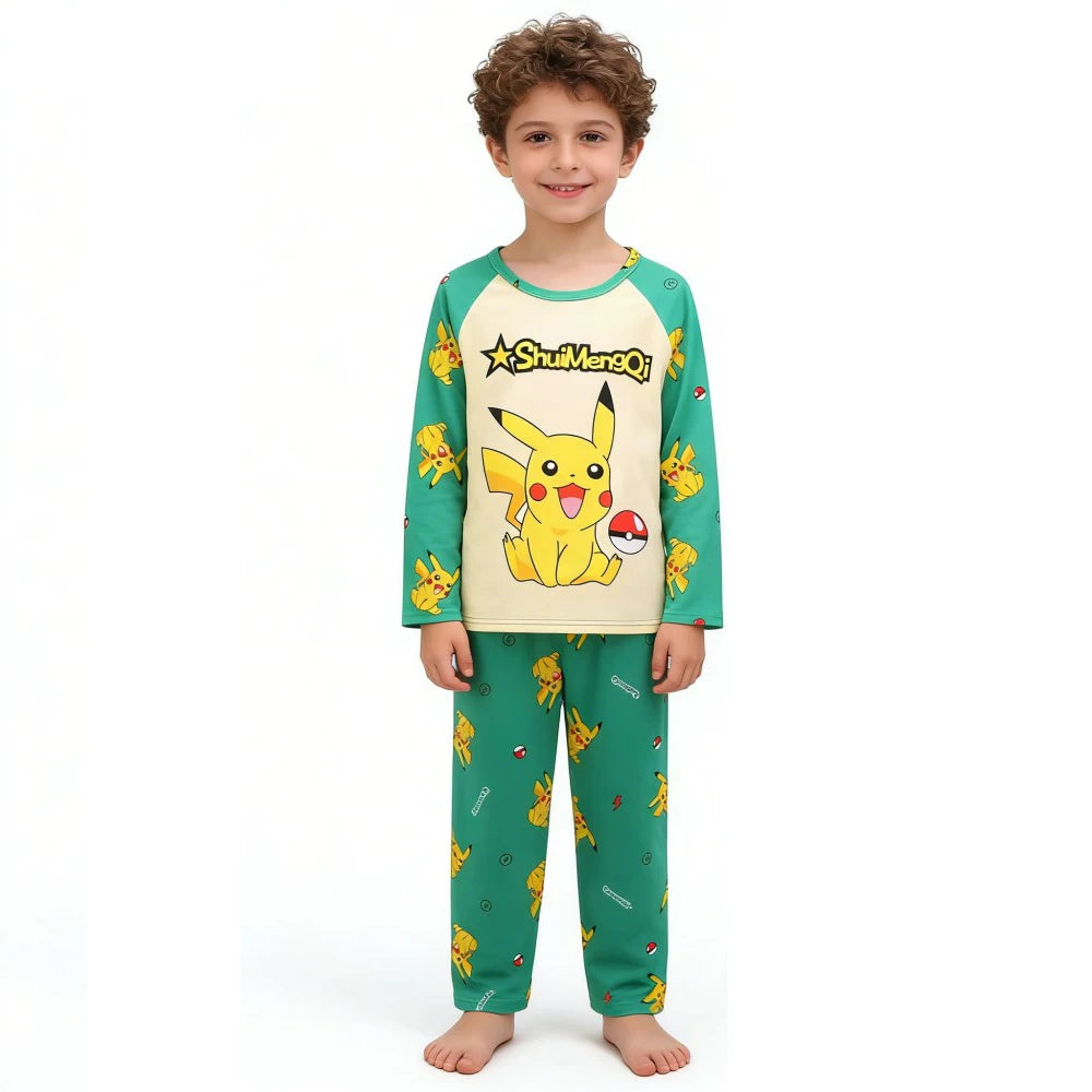 Kids Cute Pikachu Pajamas Set Pokemon Long Sleeve Sleepwear Adorable Pjs for Boys Girls Soft Comfortable Nightwear
