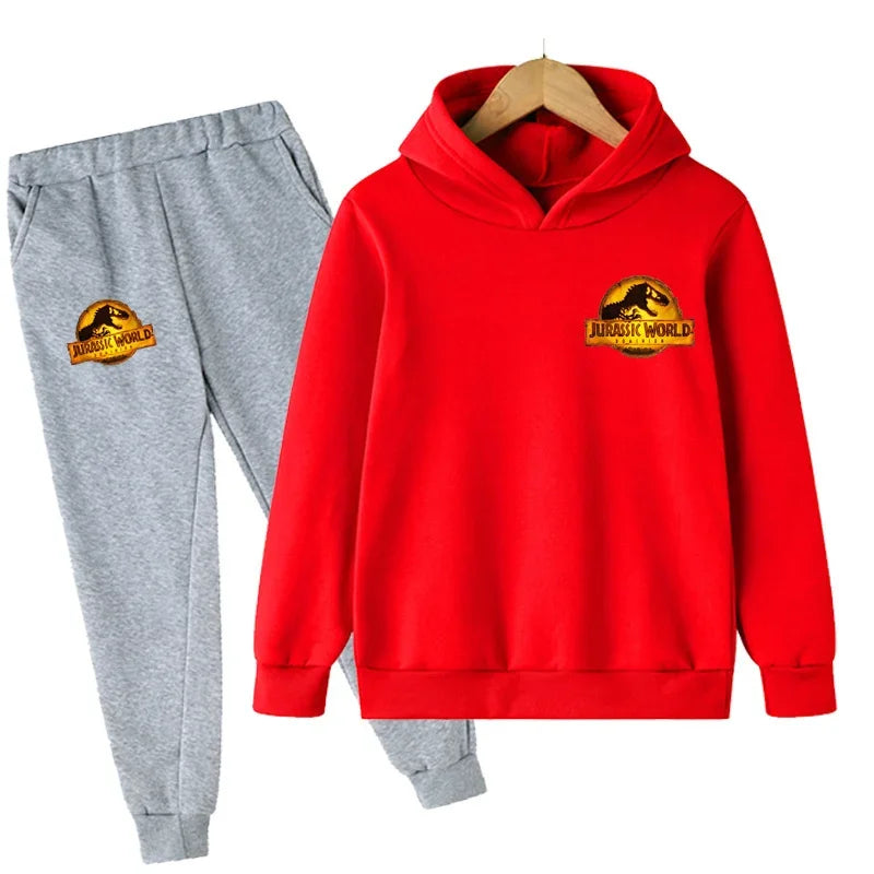 Kids Jurassic World  Children Dinosaur Hoodies Pants Set  Fashion Pullovers Clothes Boys Girls Dominion Sweatshirts Hooded Suit