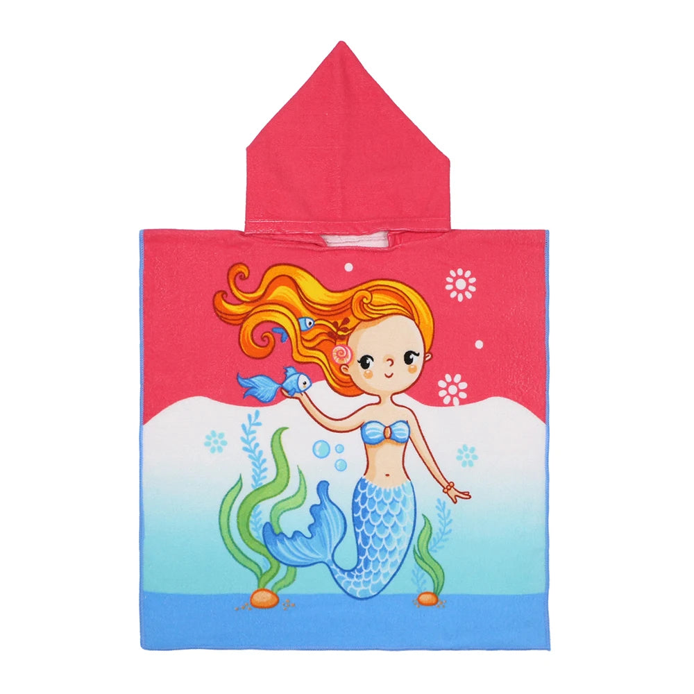 Baby Cartoon Printing Bathrobe Girls Unicorn Beach Towel Boy Shark Dinosaur Bath Towel Kids Hooded Cape Towel Children Bath Item