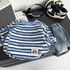 Summer Infant Boys Clothing For Children Casual Striped T-Shirt Shorts 2Pcs/Set Toddler Baby Girl Clothes Costume Kids Tracksuit