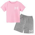 Casual t-shirt Set Kids  Fashion Two-Piece  Summer Sports Short-Sleeved Boy Girl 3-13Yrs  T-shirt +Shorts