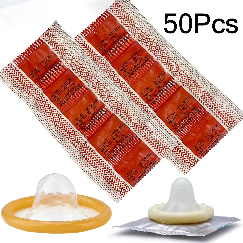 10/30/50pcs Condom 52mm Ultra Thin Cock Penis Sleeve Natural Latex Lubrication Contraception Supplies Adults Safer Sex Products