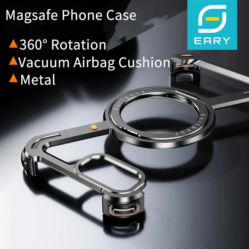 Eary Z Shape Phone Case For Iphone 16 E With 360 Rotating Adjustable Magnetic Ring Stand Frameless Shockproof Protector Shells