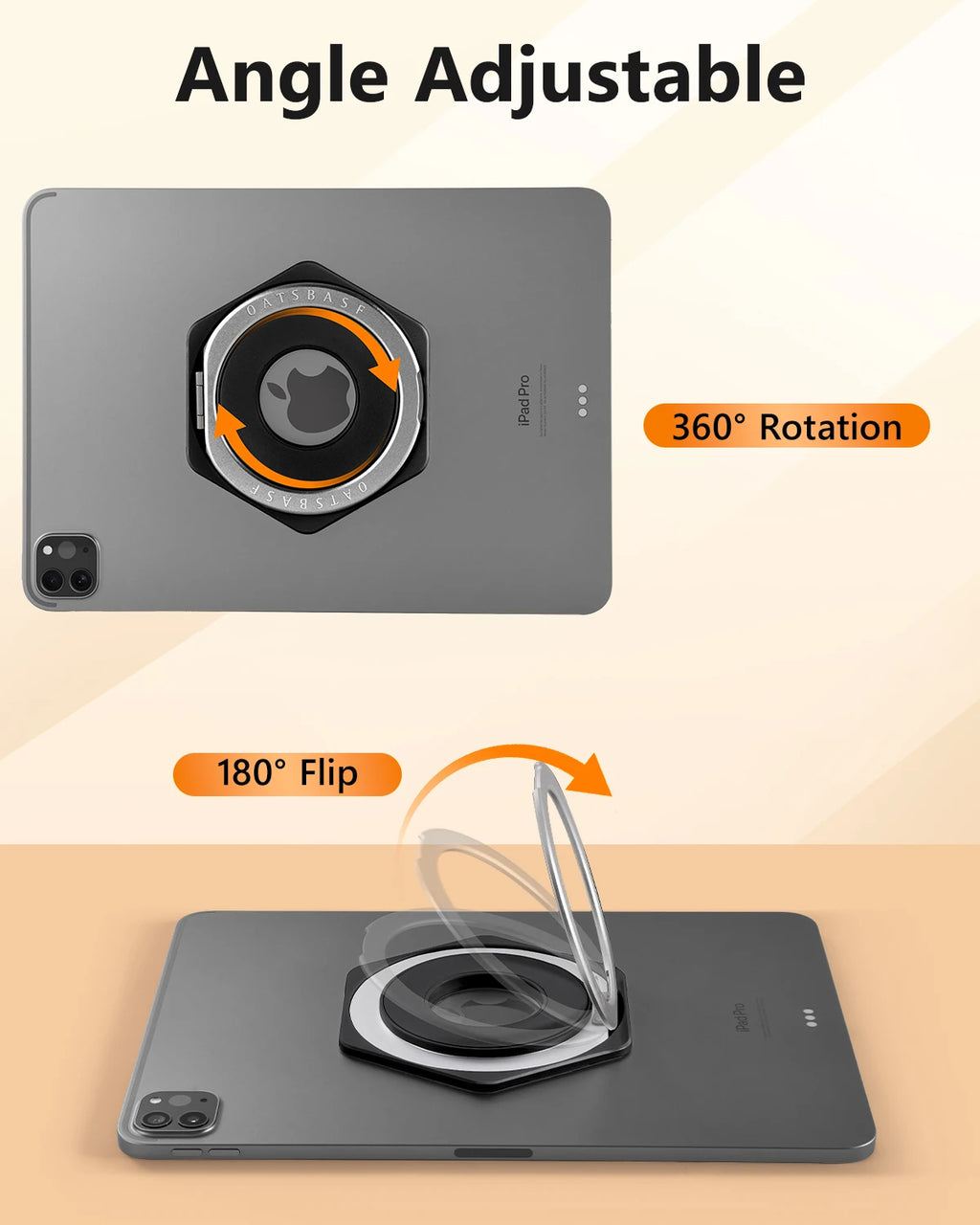 Eary Aluminum Magnetic Tablet Holder with 360°Rotation Ring Kickstand Portable Metal Tablet Stand Universal for iPad Mini Pad