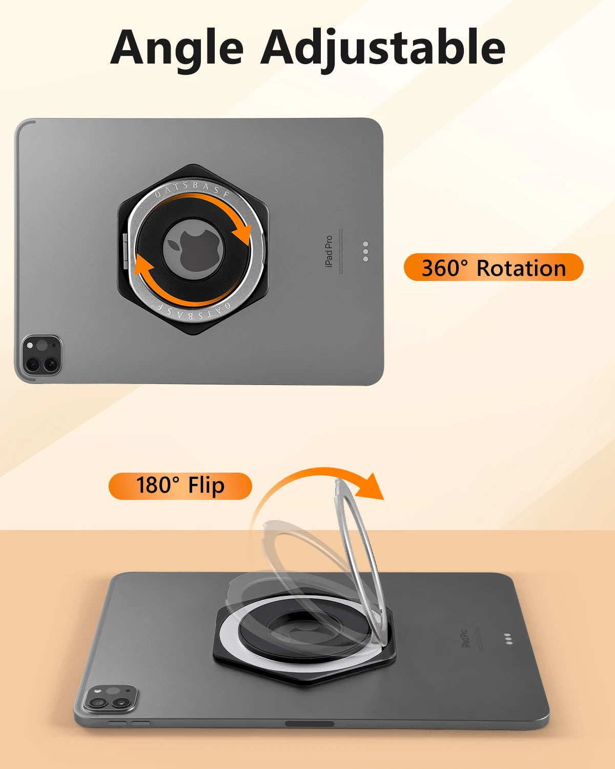 Eary Aluminum Magnetic Tablet Holder with 360°Rotation Ring Kickstand Portable Metal Tablet Stand Universal for iPad Mini Pad