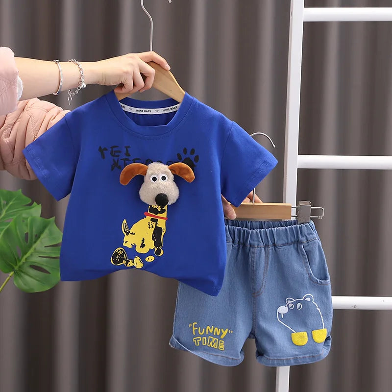 New Summer Kids Boys Clothes Suits Cartoon Cotton T Shirts Shorts 2Pcs/sets Infant Children Fashion Casual Toddler Tracksuit