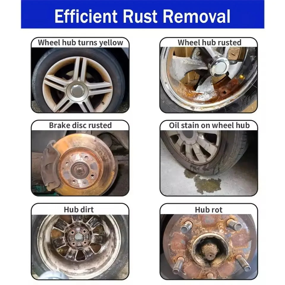Latest car rust remover, car wheel care, fast rust remover, car exhaust pipe rust remover spray, cleans metal powder stains