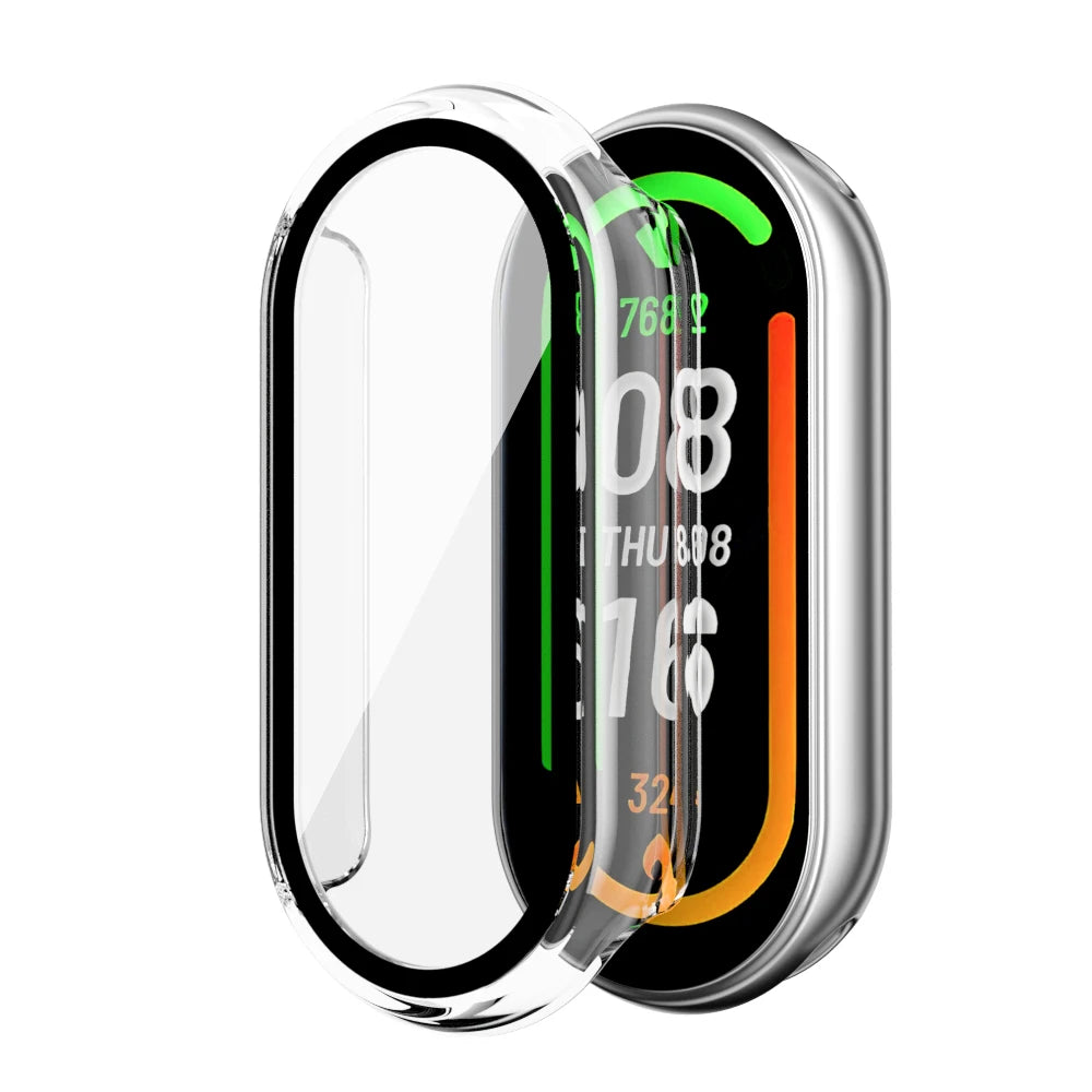 Tempered Glass+PC Case For Xiaomi Mi Band 10 9 8 Cover Shockproof Full Hard Screen Protector Xiaomi Smart Band 10 9 Accessories