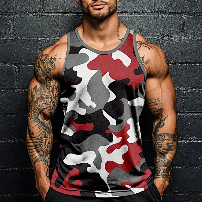 Summer Daily Exercise Men's Tank Top Camouflage Outdoor Sports Running Fitness Men's Sleeveless Tshirt Street Men's Tank Top 6xl