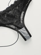 The Best-selling Sexy Gathering Style Lace Flower Adjustable Shoulder Strap Two-piece Set For Women's Underwear A3129
