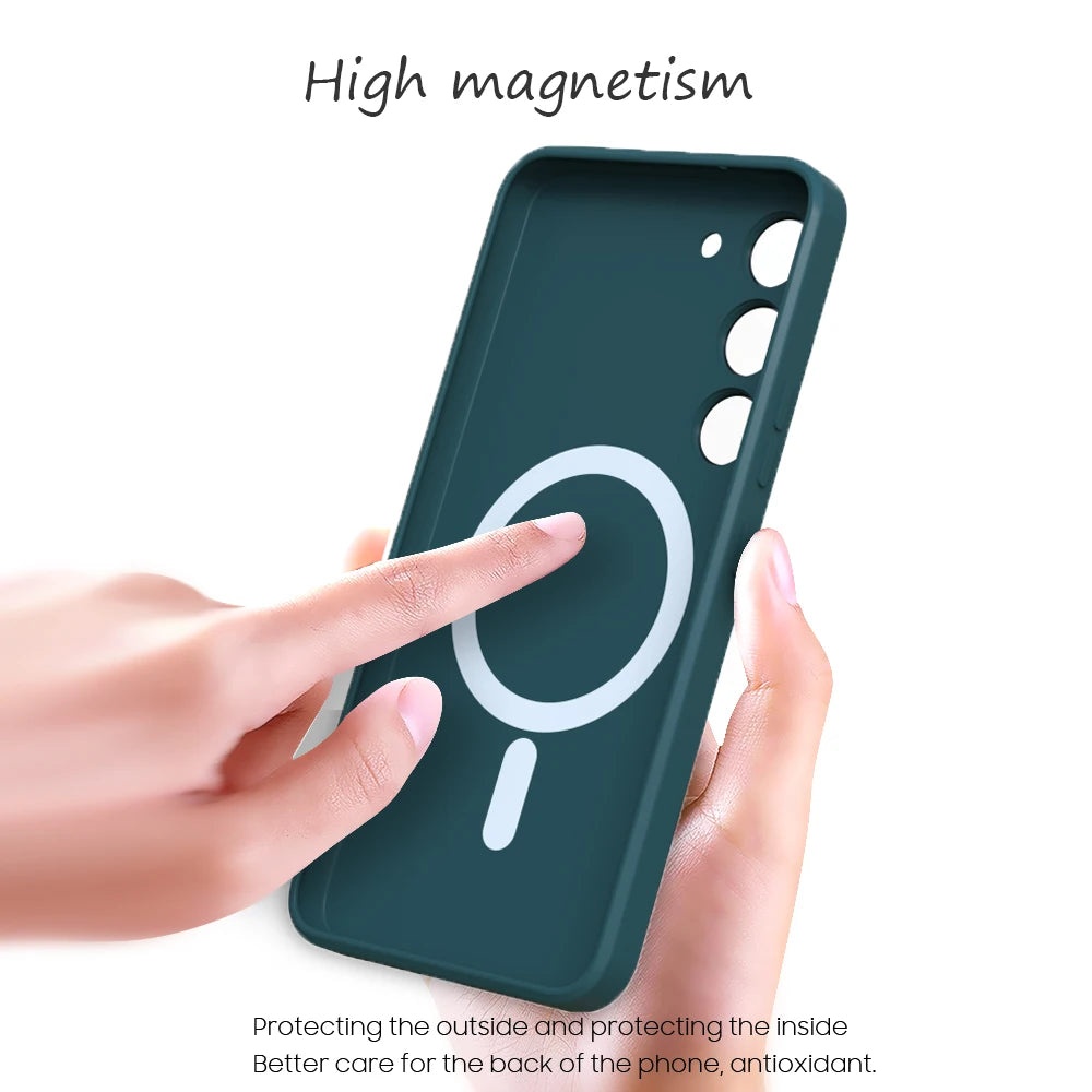 For Samsung Galaxy S25 Magsafe Case S24 S26 S23 S21 FE S22 Plus A56 A55 A54 A36 A16 A15 Soft Silicone Magnetic Phone Back Cover