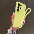 2in1 With Wrist Strap Lanyard Jelly Phone Case For Samsung Galaxy S26 S25 S24 S23 S22 Ultra Plus FE A26 A35 A54 A16 Solid Cover