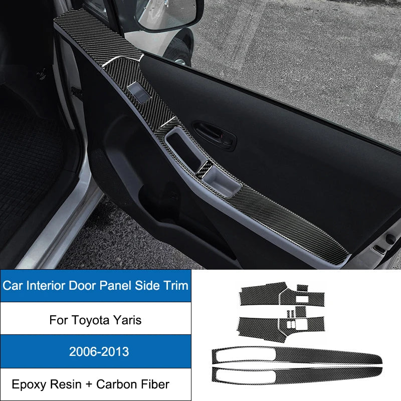 Carbon Fiber Epoxy Coated Interior Gear Shift Panel Trim Cover Sticker For Toyota Yaris 2006 2007 2008 2009 2010 2011 2012 2013