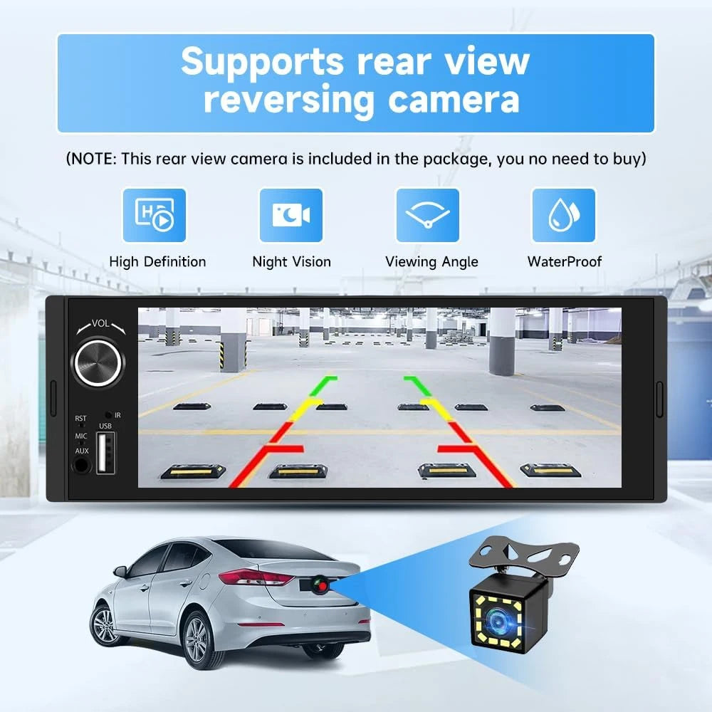 1DIN 6.86inch Universal MP5 Car Radio Support Wireless Carplay Android AUTO AUX USB BT Touch Screen Multimedia Video Player
