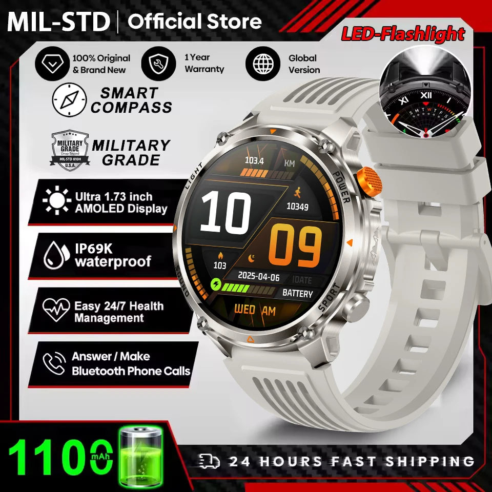 2026 New T-Rex 3 Pro Smart Watch 1100mAh Long Battery Dual-Band GPS 10ATM Waterproof Military Grade Sports Outdoor Smartwatches
