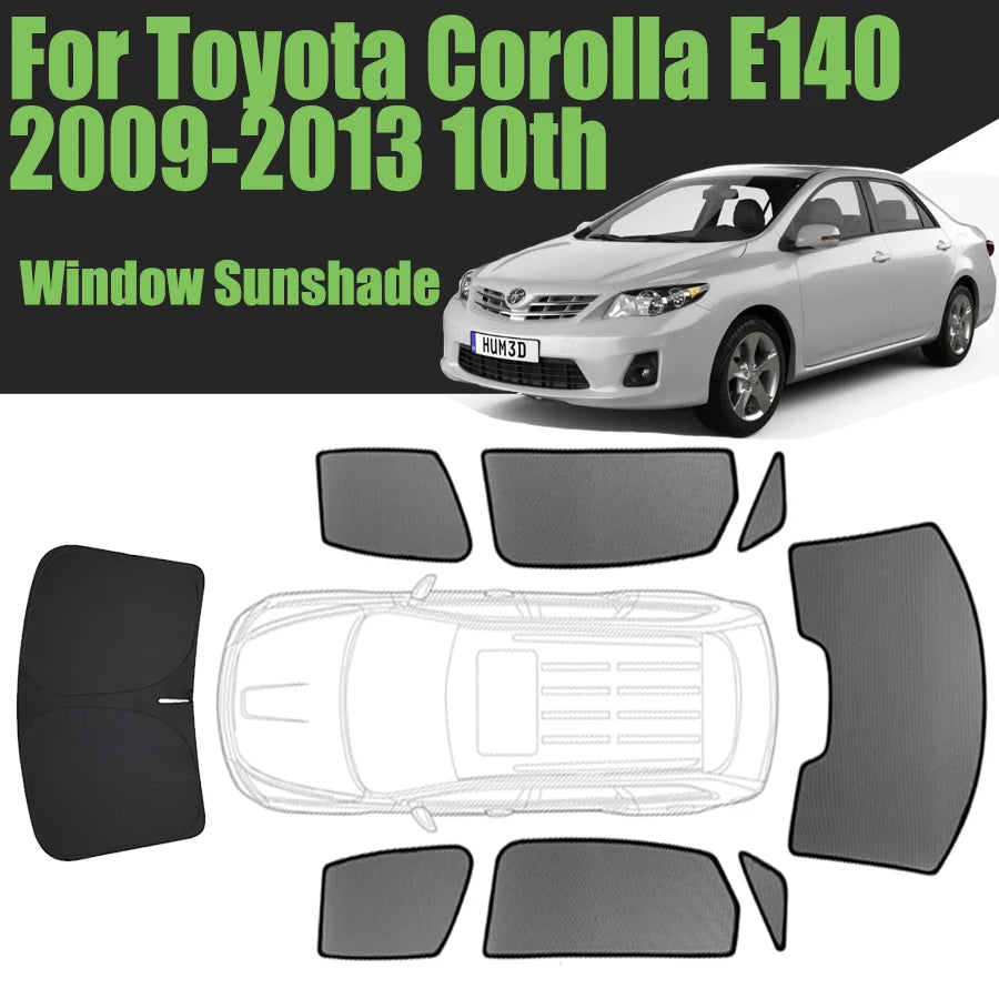 Custom Car Window Sunshade For Toyota Corolla Sedan E140 2009-2013 10th Gen Magnetic Curtain Mesh Front Windshield Frame Curtain