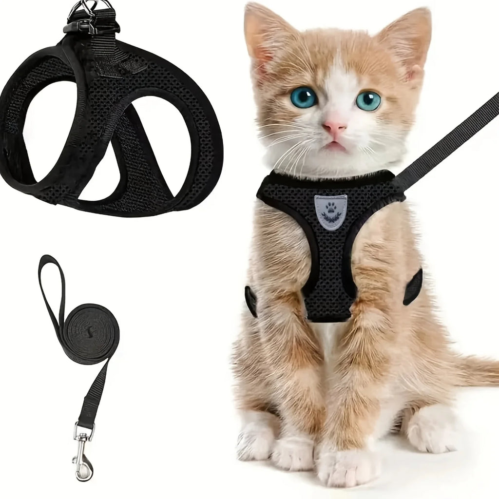 Breathable Vest-Style Pet Harness & Shock-Absorbing Leash, Comfortable for Dogs & Cats Outdoor Walking