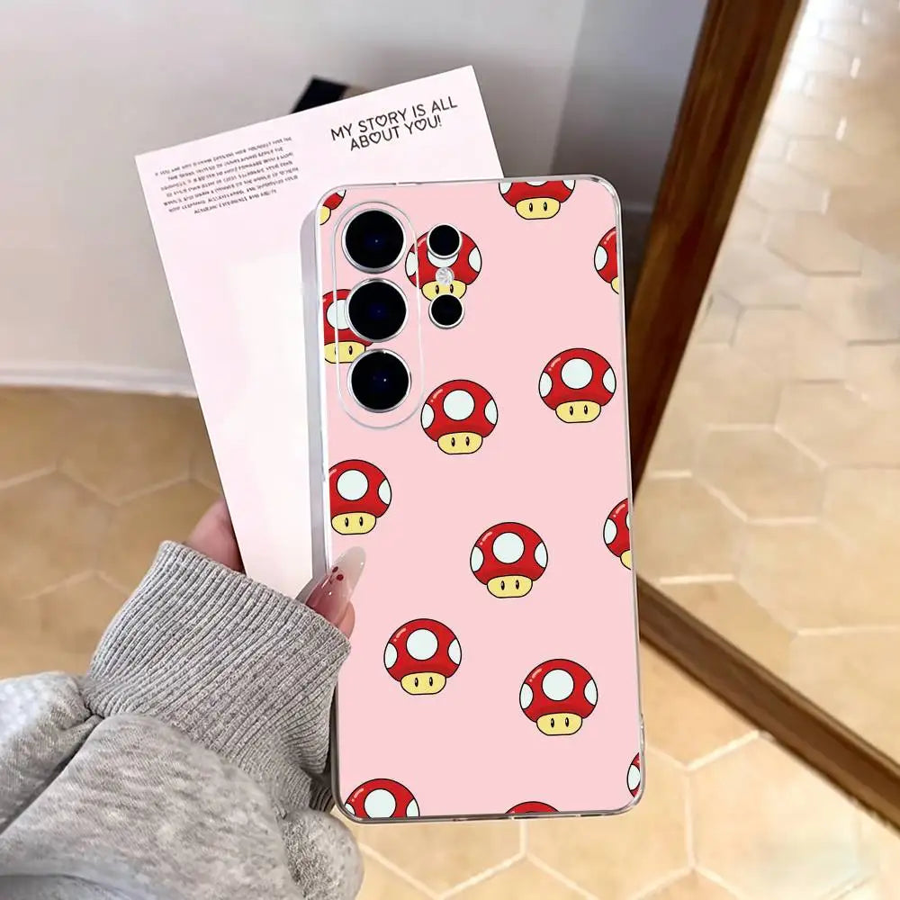 cartoon Super M-MarioS Bros  Phone Case For Samsung S25,S24,S21,S22,S23,S30,Ultra,S20,Plus,Fe,Note,10,9,5G Transparent Cover