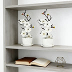 2Pcs Realistic Cream White Wintersweet Artificial Flowers, All-Season Faux Flowers for Holiday Home DIY Decor (No Vase)
