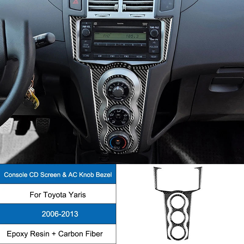 Carbon Fiber Epoxy Coated Interior Gear Shift Panel Trim Cover Sticker For Toyota Yaris 2006 2007 2008 2009 2010 2011 2012 2013