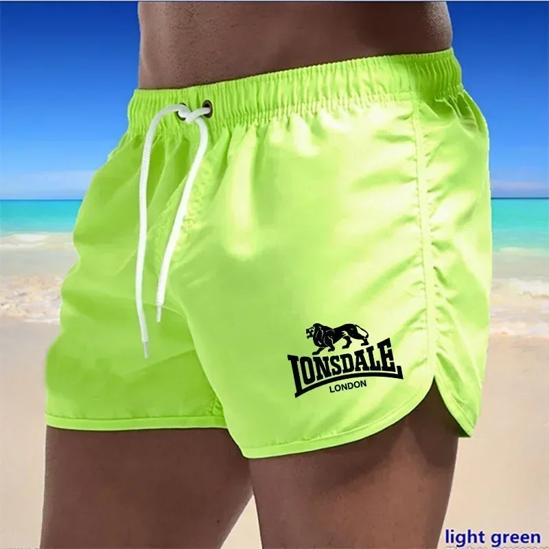 Men's Beach Shorts Lonsdale-Print Sport Running Pants Shorts Swimwear Movement Quick Dry Surf Shorts Swimwear