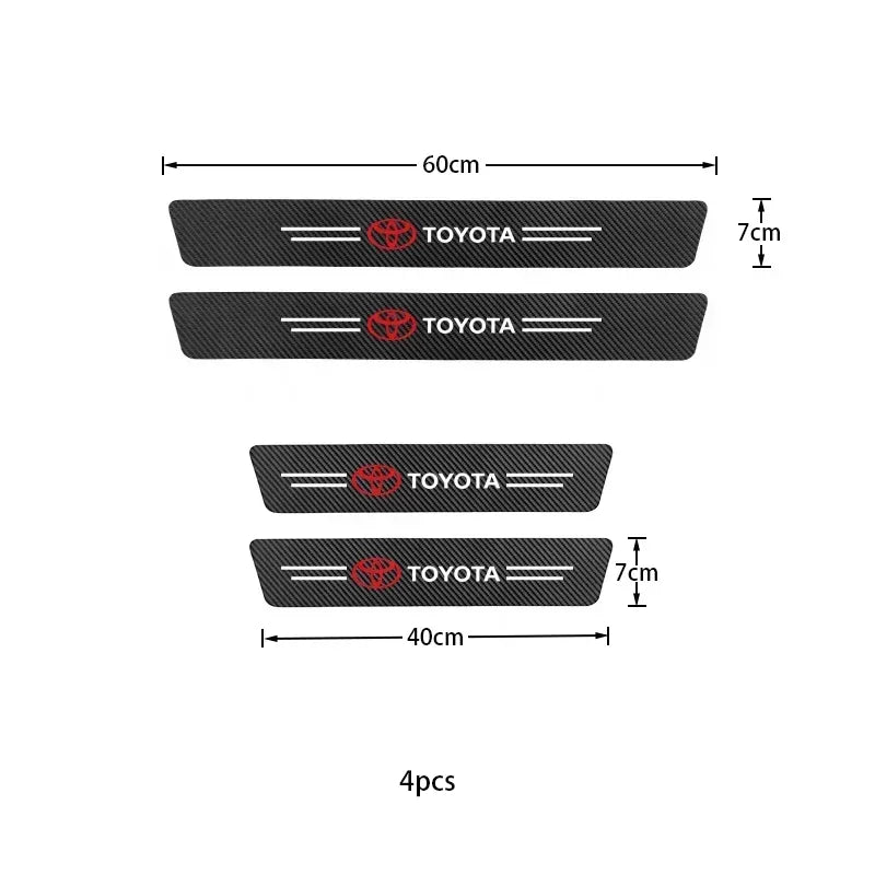 Car Logo Door Carbon Fiber Sill Protector Stickers for Toyota Yaris Corolla Auris Rav4 LandCruiser Vios LEVIN Camry Prado