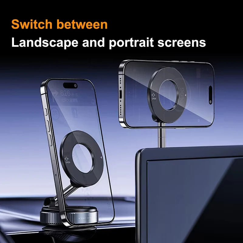 Vacuum Magnet Phone Bracket Multi-angles Adjustment Strong Magnetic Suck Design Foldable Car Holder For Navigation Stand