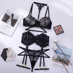 Eyelash Sexy Underwear Bras Brassiere Lingeries Women Lingerie Sets Lace Embroidery Push Up Bra Panties Sets Deep V Gather Tops