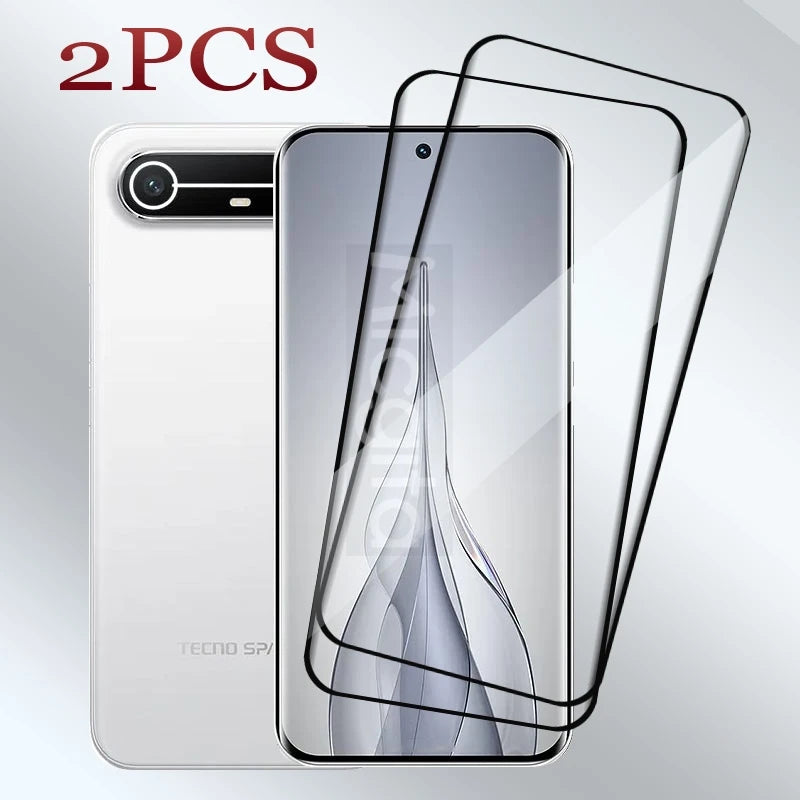 2PCS For Tecno Pova Slim Curved Screen Protector 3D Spark Slim Tempered Glass Shockproof Edge glue Front Glass