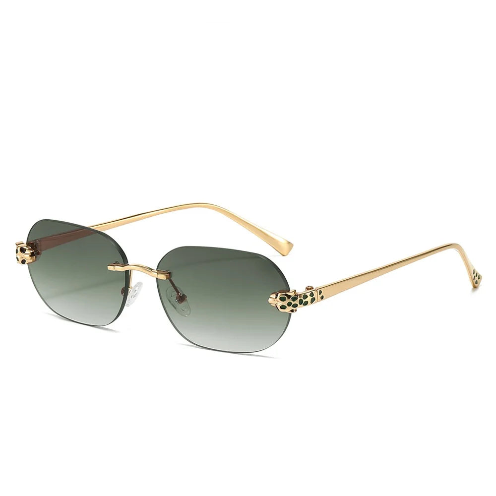 New Stylish Rimless Sunglasses for Men and Women Small Irregular Lenses Metal Frameless Black Lens Sun Glasses UV400