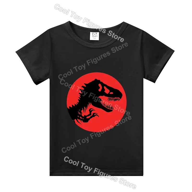 Jurassics World Series T-shirt Summer Hot Dinosaur Park Boys Girls Short Sleeve Top Trend Kids Base Clothes Birthday Gift