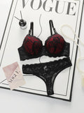 The Best-selling Sexy Gathering Style Lace Flower Adjustable Shoulder Strap Two-piece Set For Women's Underwear A3129