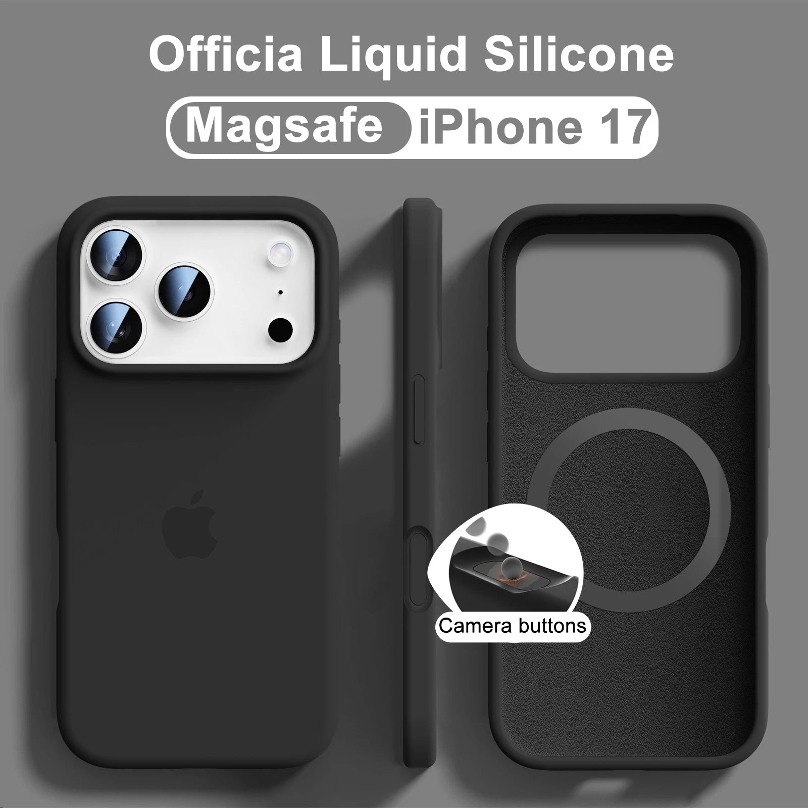 Official Solid Colour Liquid Silicone Magnetic Wireless Charging Phone Case For iPhone 17 Pro Max 16 15 14 13 Soft Bumper Cover