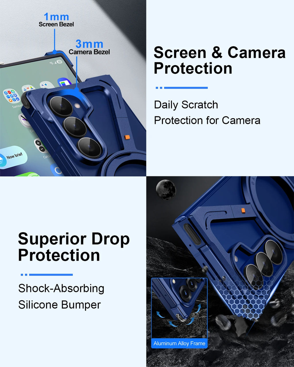 Eary Frame Case for Samsung Galaxy Z Fold 7 for Magsafe 360°Rotation Magnetic Stand Metal Phone Case Shockproof Protector Cover