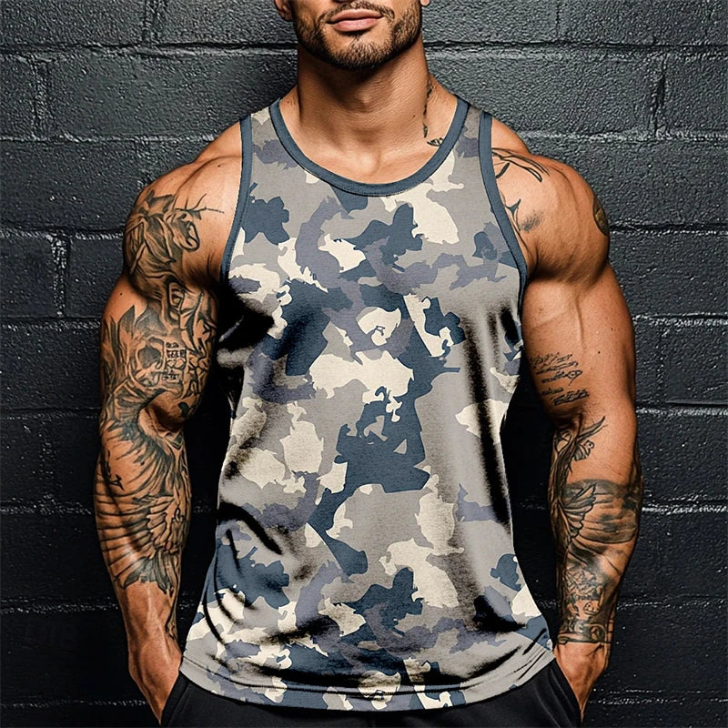 Summer Daily Exercise Men's Tank Top Camouflage Outdoor Sports Running Fitness Men's Sleeveless Tshirt Street Men's Tank Top 6xl