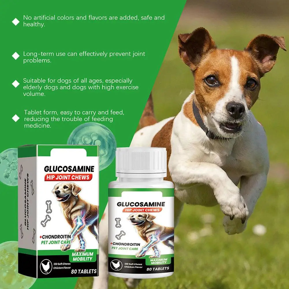 80 Tablets Nutritional Supplement Dog Joint Care Tablets for Mobility Support Nutritional Supplement for Pets