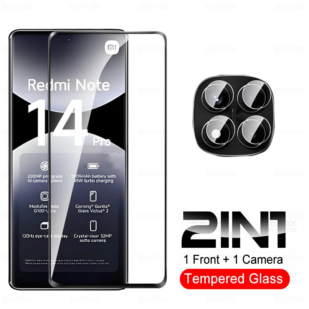 Note14Pro Curved Glass 6in1 For Xiaomi Redmi Note 14 Pro 5G Tempered Glass Note15 15 Pro+ Plus 15Pro 4G Camera Screen Protector