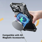 Eary Z Shape Frameless Phone Case for iPhone 17 Pro Max Air 16 15 14 13 for Magsafe Aluminum Metal Magnetic 360° Rotation Stands