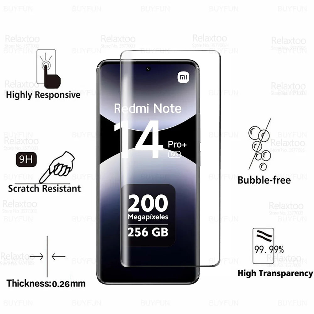 For Redmi Note 14 15 Pro+ 5G Glas 2Pcs Curved Tempered Glass Xiaomi Note14 Pro Plus Note15 15Pro 14Pro 4G Screen Protector Cover