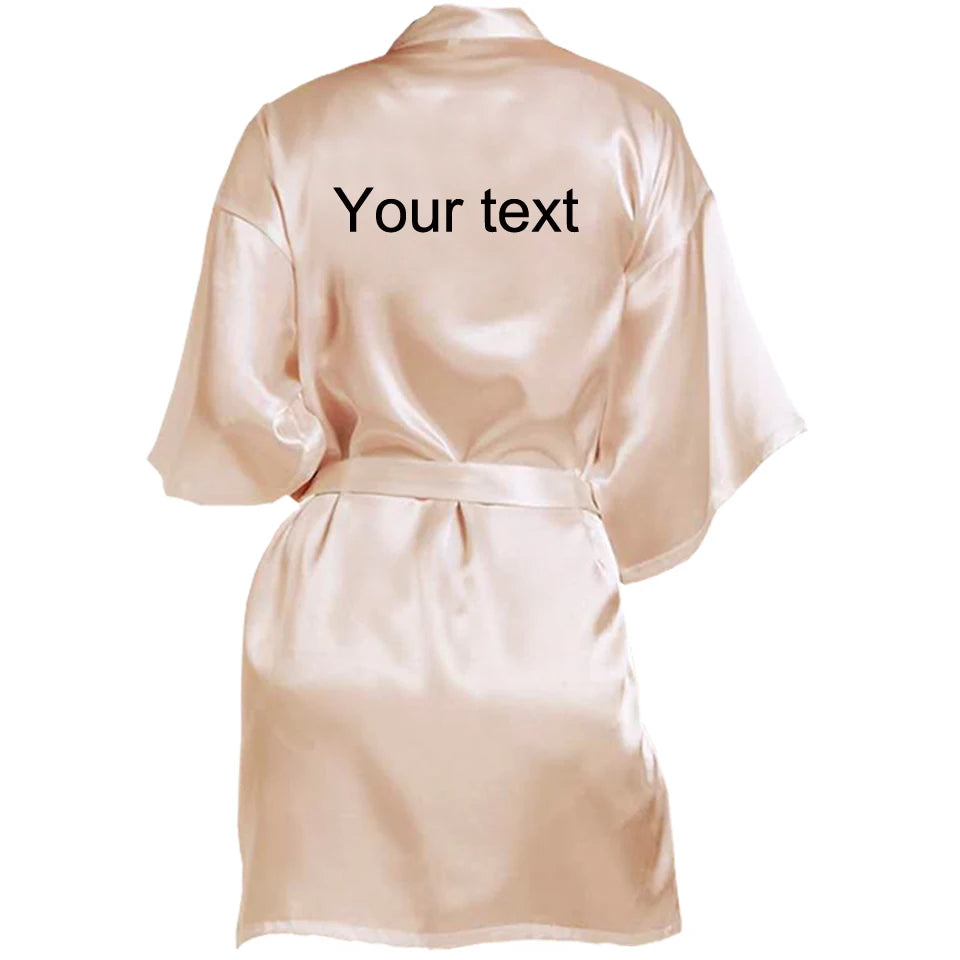 Customized Name Date Wedding Bathrobe Faux Silk Bridal Robe Bride Bridesmaid Wedding Robes Woman Bachelorette Hen Party