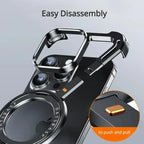 Eary Z Shape Frameless Phone Case for iPhone 17 Pro Max Air 16 15 14 13 for Magsafe Aluminum Metal Magnetic 360° Rotation Stands