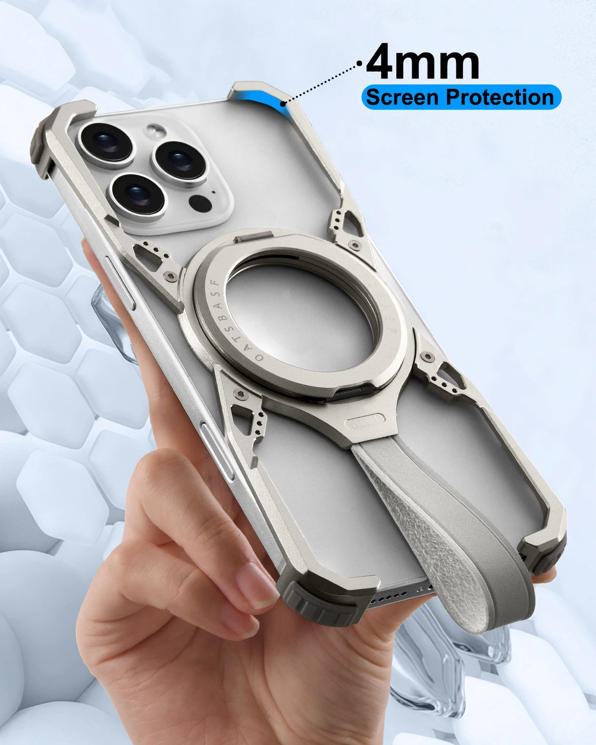 Eary Frameless Phone Case for iPhone 16 Pro Max for MagSafe 360°Rotatable Kickstand with Lanyard Wireless Charging 16 Pro Cover